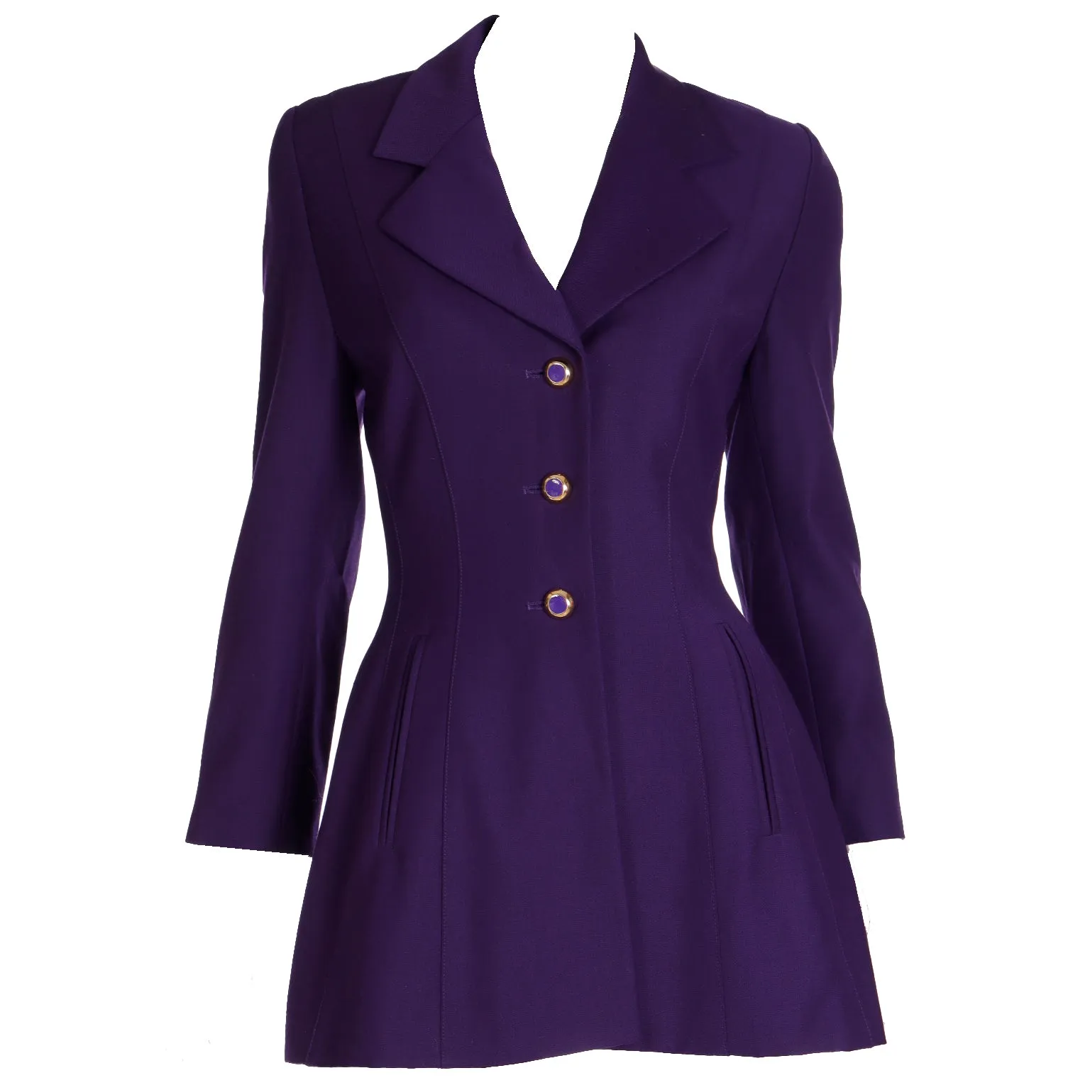 1990s Escada Margaretha Ley Purple Wool Blazer Jacket