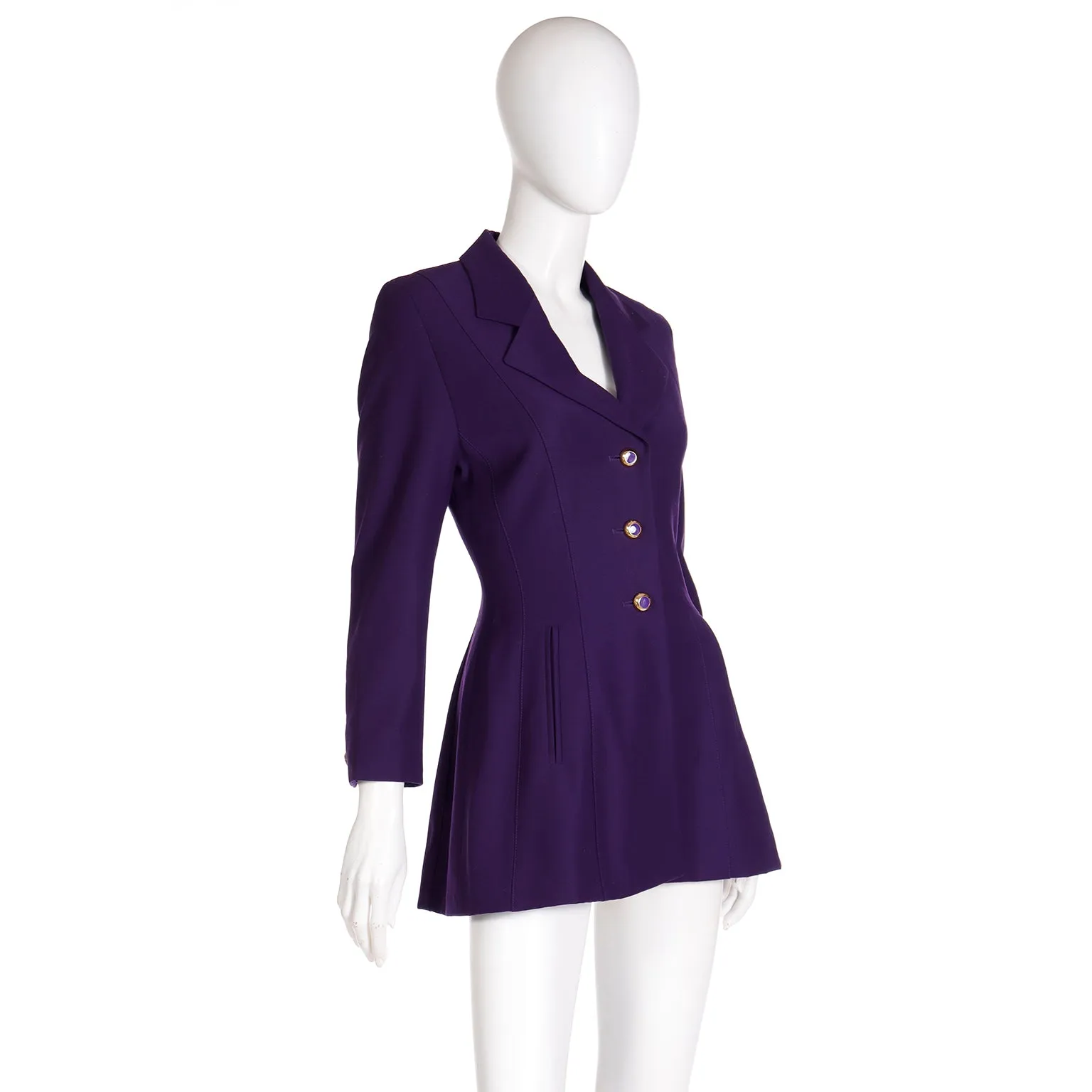 1990s Escada Margaretha Ley Purple Wool Blazer Jacket