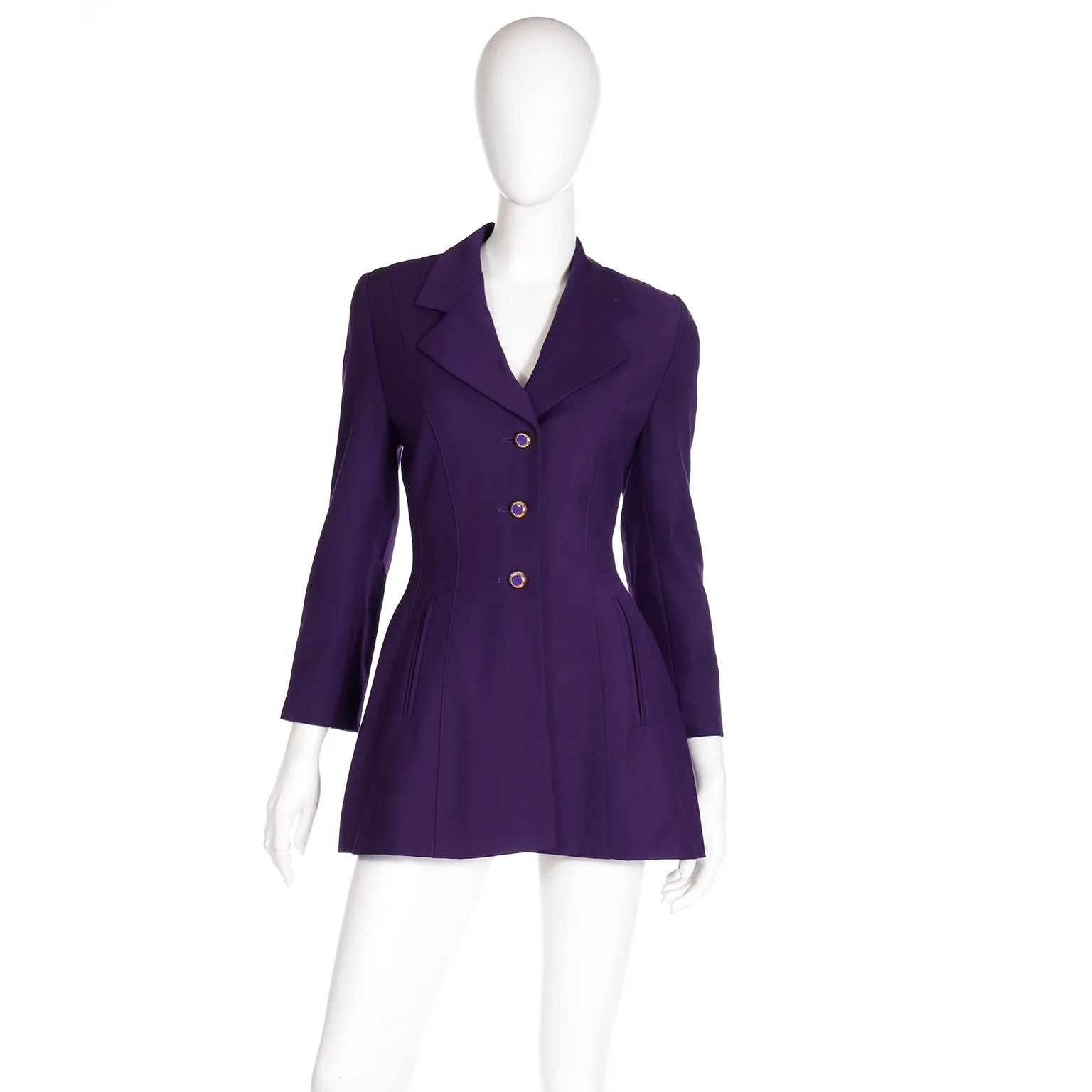 1990s Escada Margaretha Ley Purple Wool Blazer Jacket