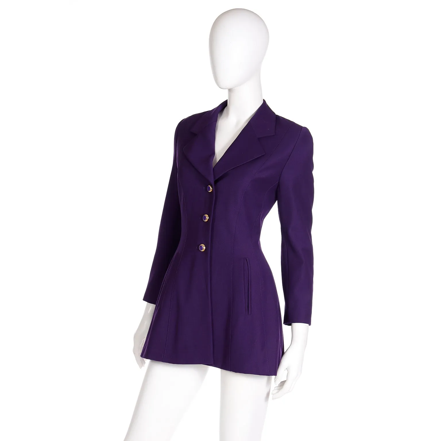 1990s Escada Margaretha Ley Purple Wool Blazer Jacket