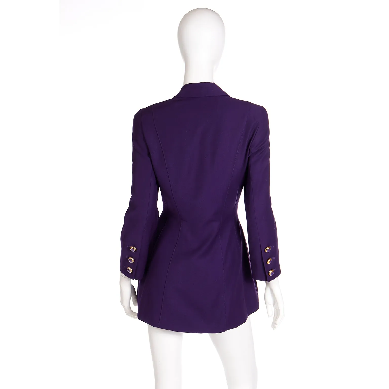 1990s Escada Margaretha Ley Purple Wool Blazer Jacket