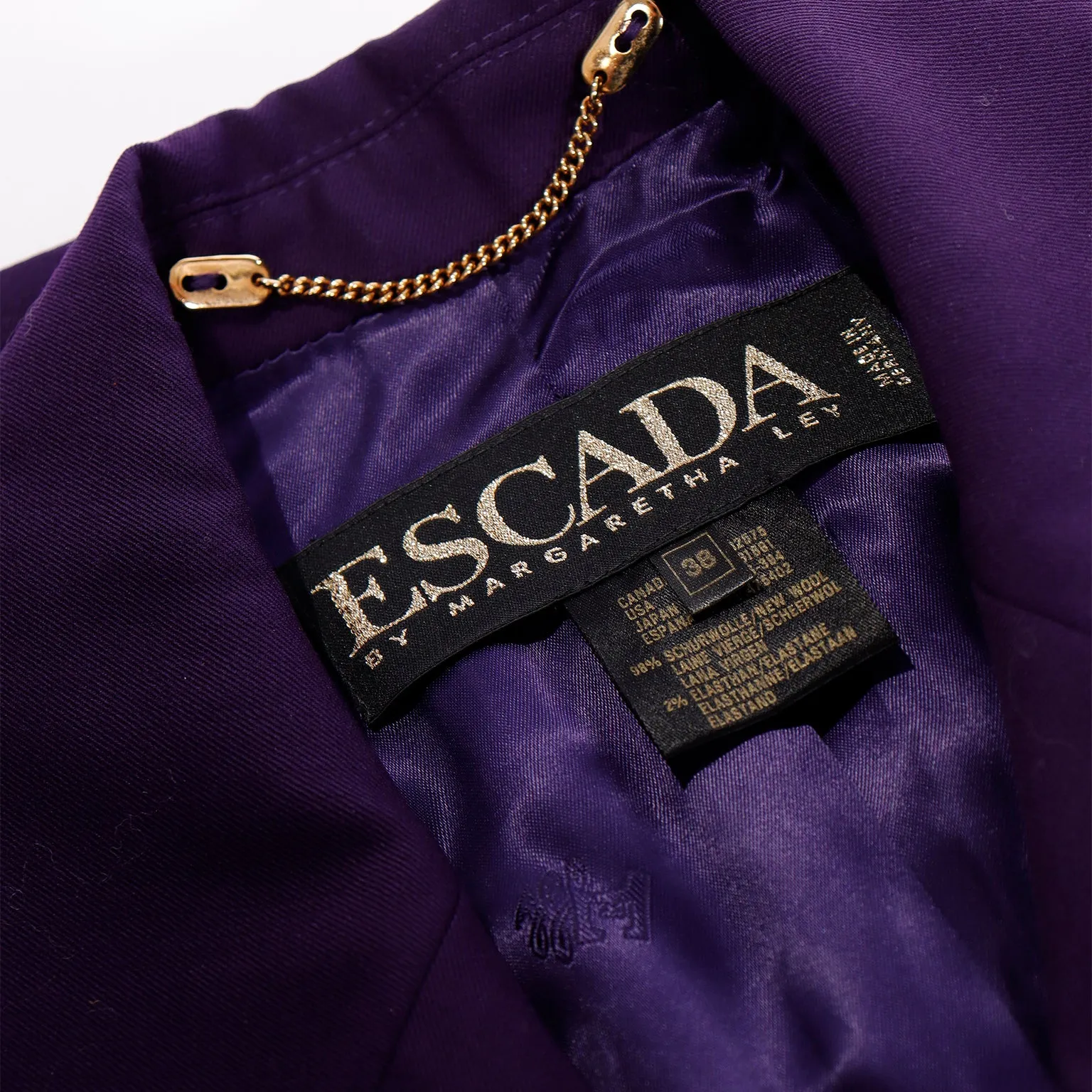 1990s Escada Margaretha Ley Purple Wool Blazer Jacket