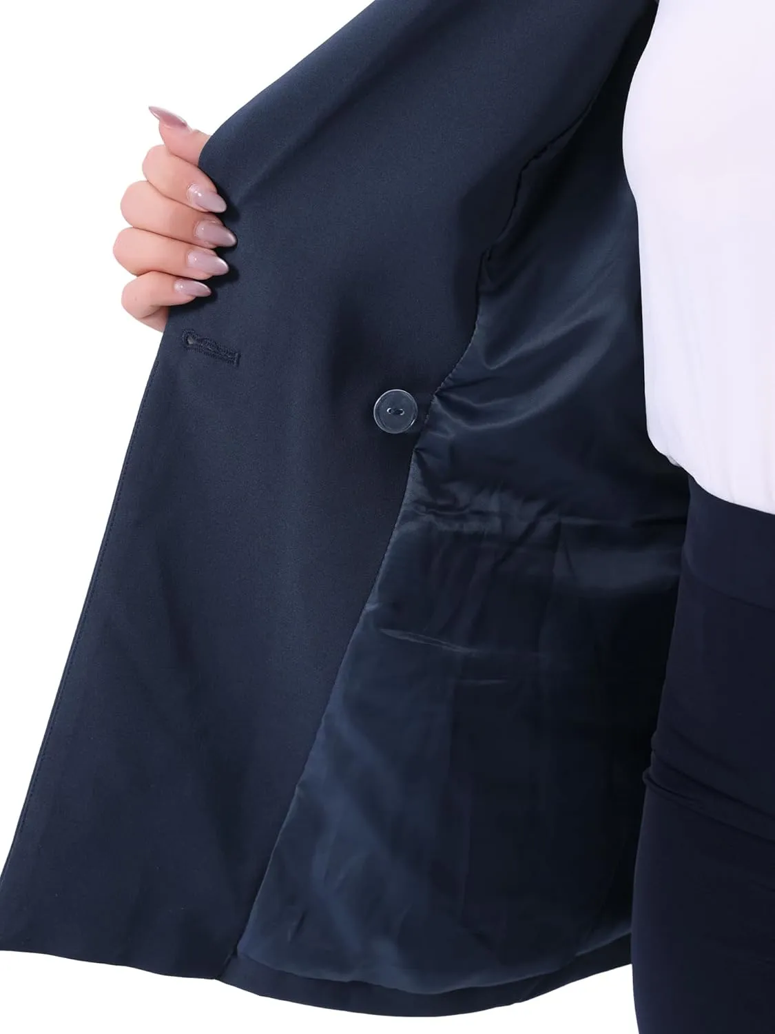 Agnes Orinda Plus Size Blazers for Women Notch Lapel Double Breasted Long Sleeve Office Work Blazer