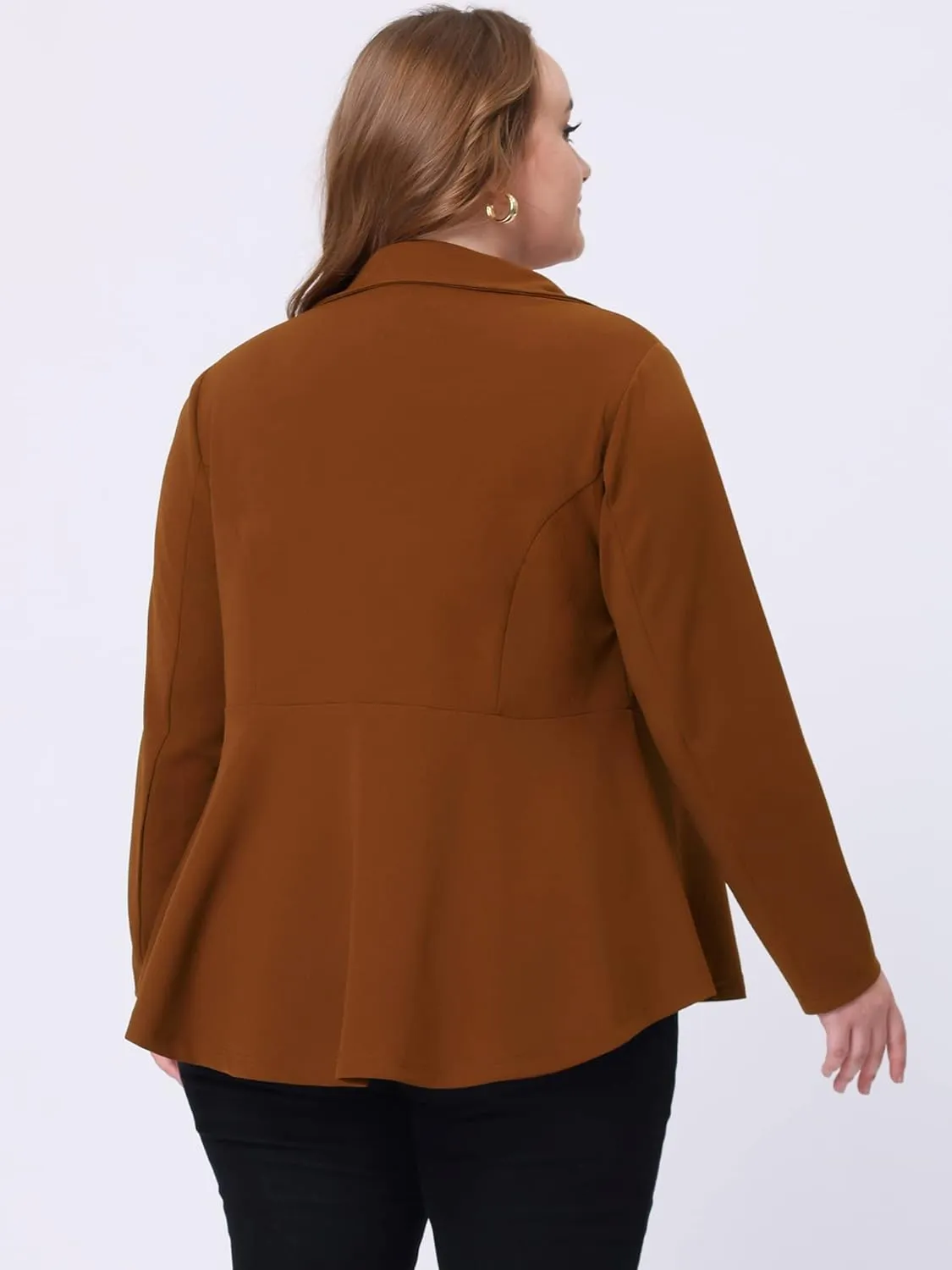 Agnes Orinda Women's Plus Size Blazer Notch Panel Work Business Casual Outfits Dressy Suit Jacket Peplum Blazers