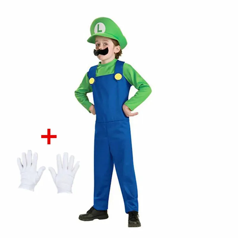 Anime Kid Funny Outfit Luigi Mario Costumes