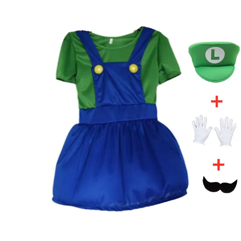 Anime Kid Funny Outfit Luigi Mario Costumes