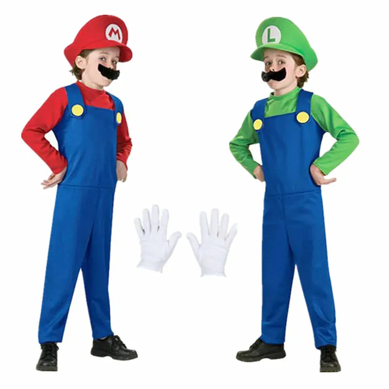 Anime Kid Funny Outfit Luigi Mario Costumes
