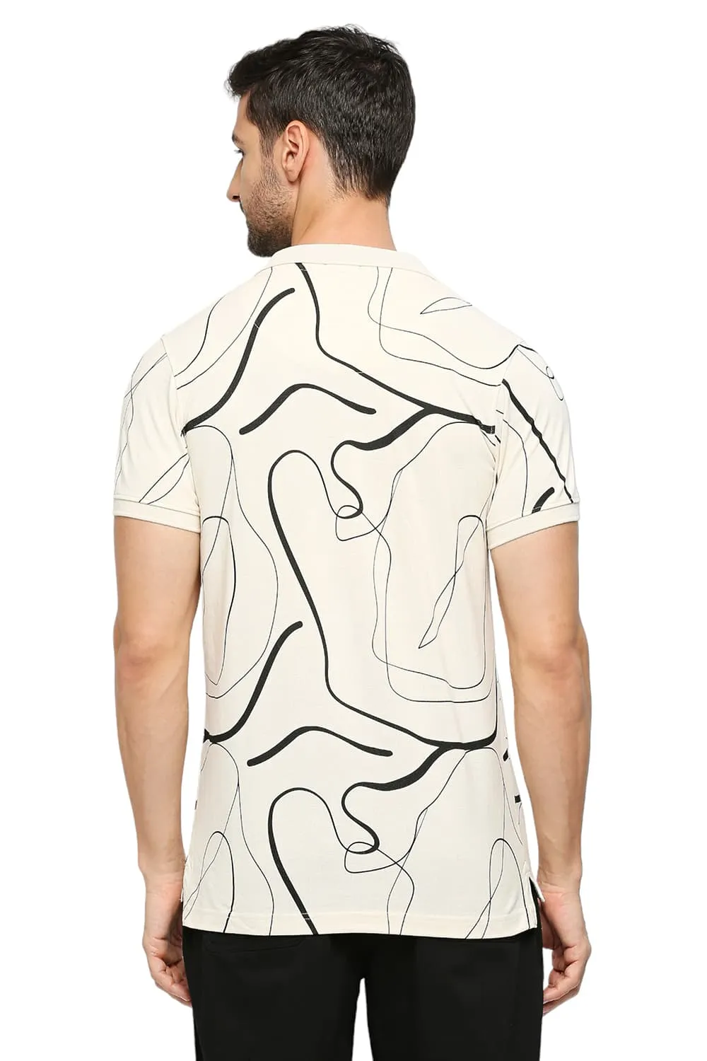 Basics Muscle Fit Cotton Printed Polo T-Shirts