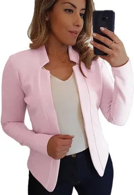 Blazers for Women Business Casual Cropped Jacket Long Sleeve Open Front Blazer Work Office 2024 Fall Outerwear, Large