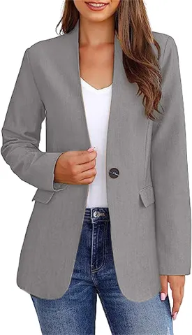 Blazers for Women Business Casual Long Sleeve Button Down Blazer Jacket Lapel Business Suit Jacket Summer Blazers