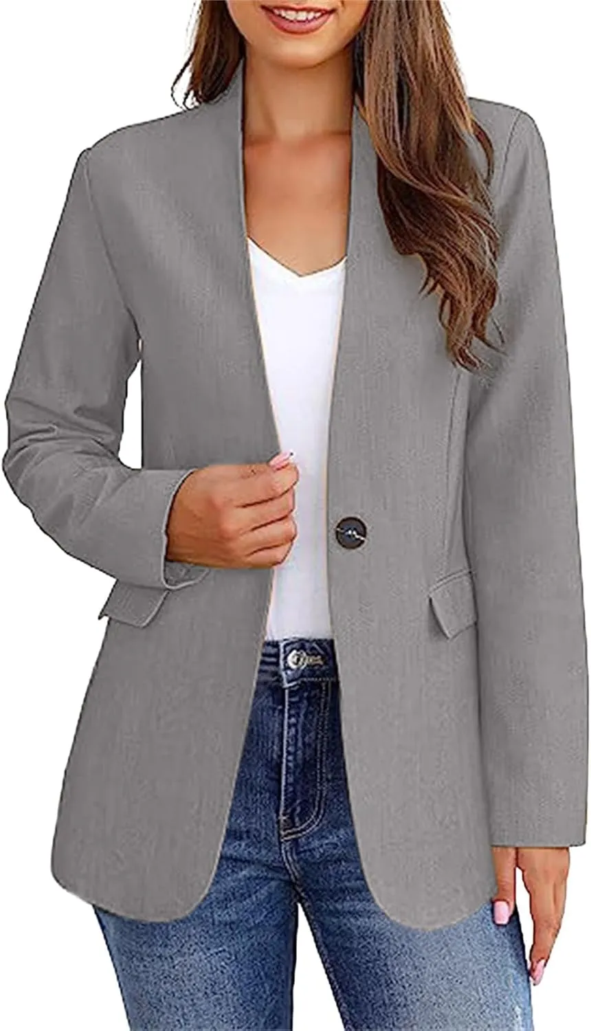 Blazers for Women Business Casual Long Sleeve Button Down Blazer Jacket Lapel Business Suit Jacket Summer Blazers