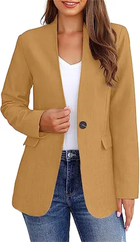 Blazers for Women Business Casual Long Sleeve Button Down Blazer Jacket Lapel Business Suit Jacket Summer Blazers