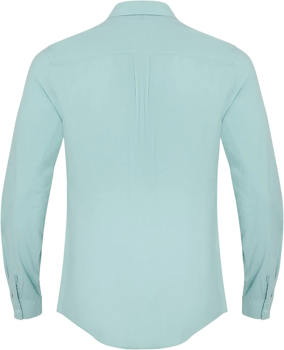 Button Down Linen Shirts for Men Casual Long Sleeve Regular Fit Cotton Beach Shirts with Pocket