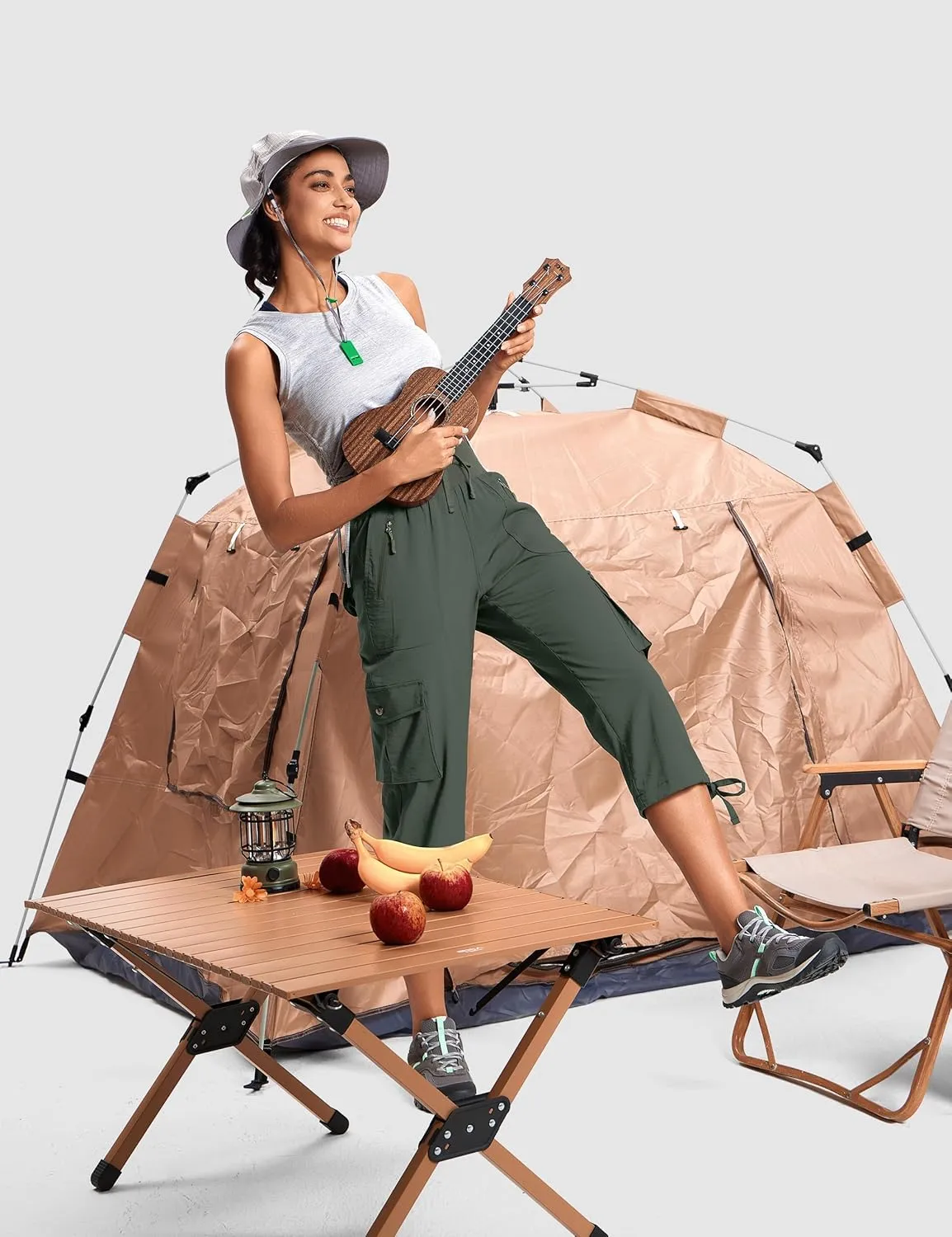 Capri Pants for Women Breathable UPF 50  Womens Cargo Capris for Summer with 8 Pockets for Hiking Travel Casual