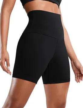 CRZ YOGA Super High Waisted Butterluxe Womens Biker Shorts 6 Inches - Buttery Soft Workout Yoga Over Belly