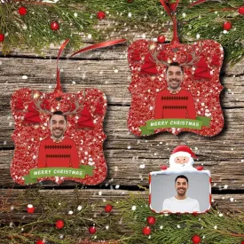 Custom Face Christmas Fawn Square Ornament