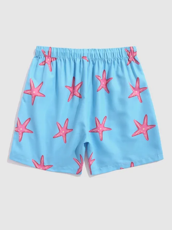 Drippy Smiley Tee And Starfish Board Shorts