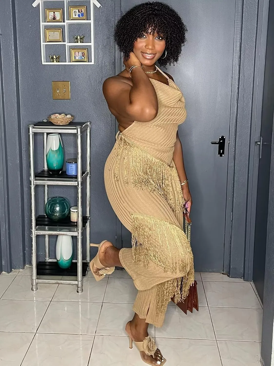 EDITCOZY Women Sexy Two Piece Outfits Fringe Pants Set Club 2 Piece Sets Going Out Birthday Party Jumpsuits