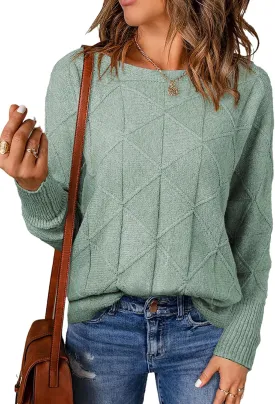 EVALESS Casual Crewneck Sweaters for Women Fall Spring 2025 Lightweight Long Batwing Sleeve Pullover Sweaters Tops Clothes
