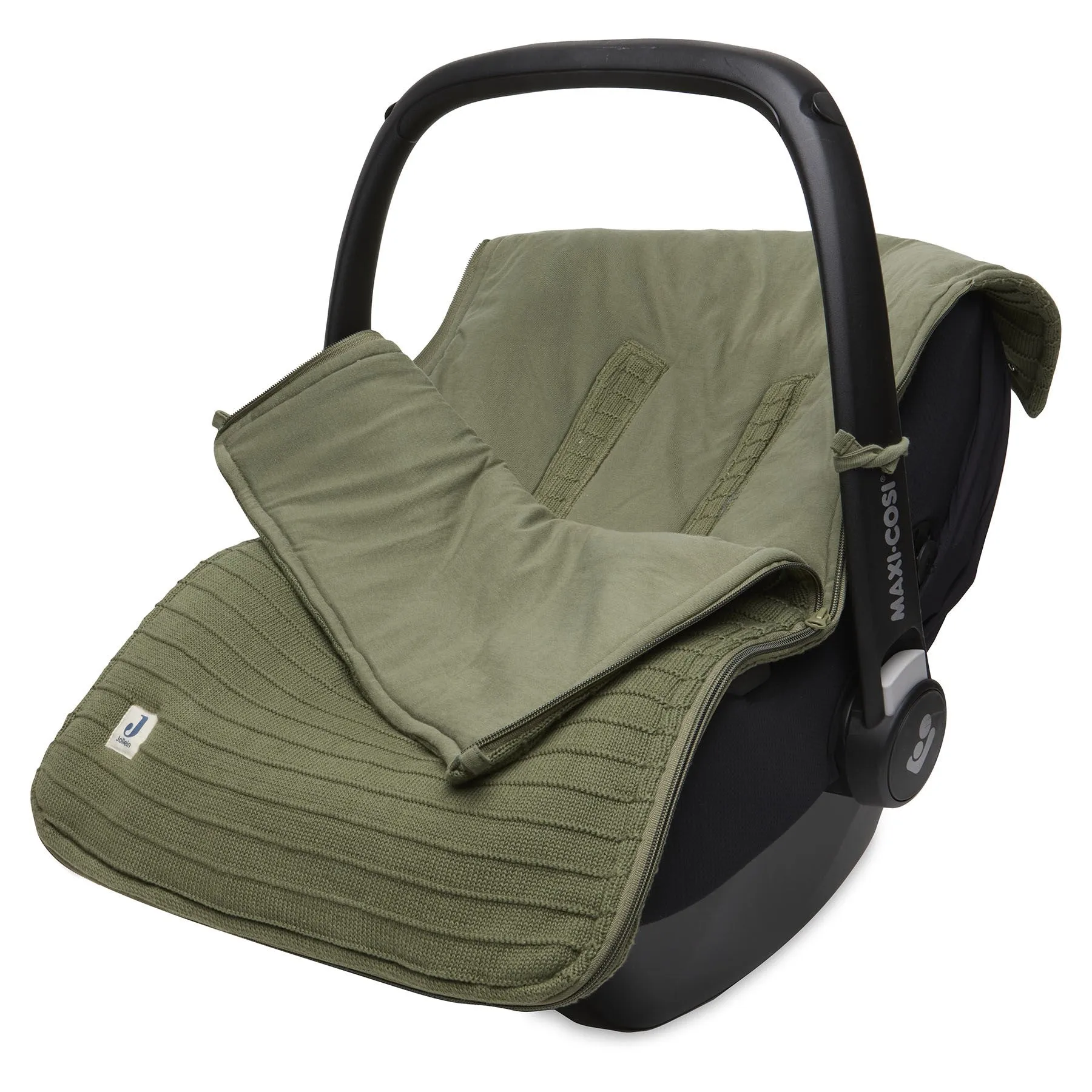 Jollein Footmuff Maxi Cosi 0  3/5 point belt | Pure Knit Leaf Green