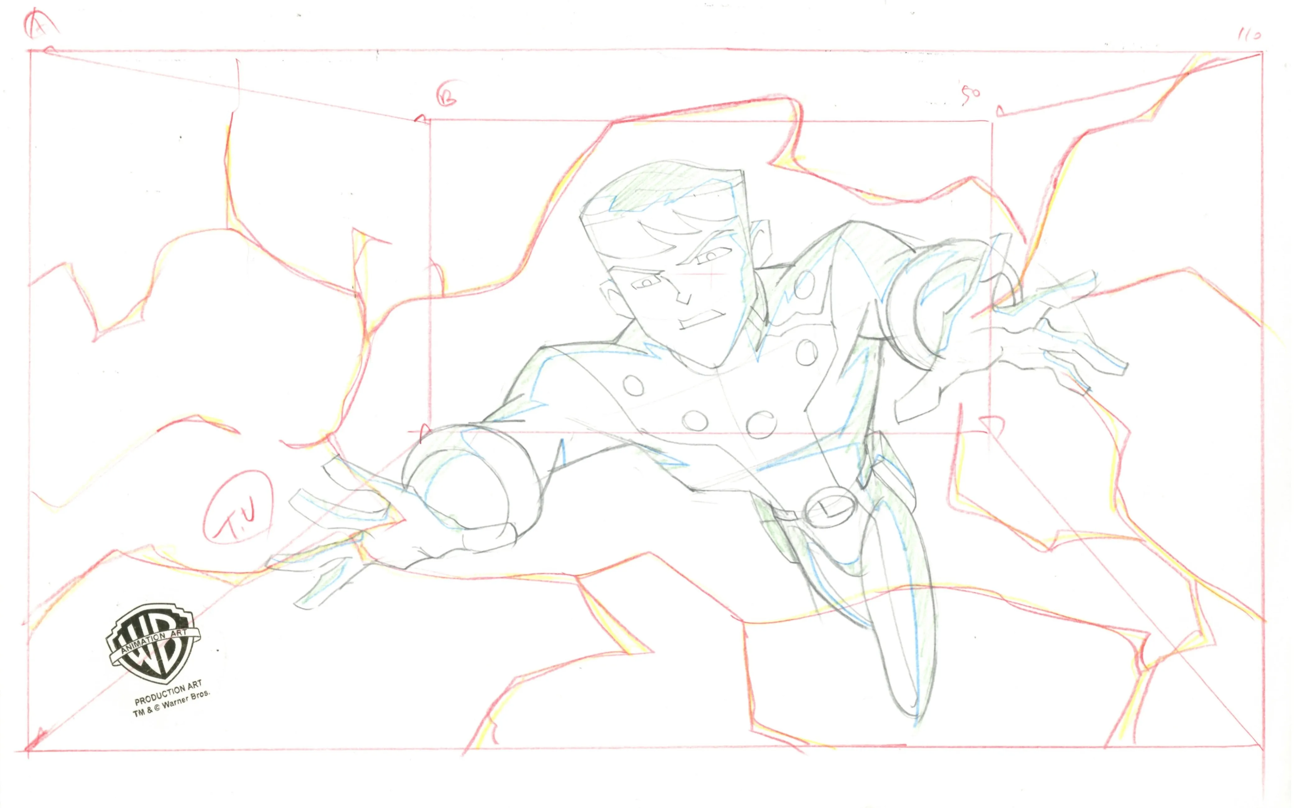 Legion of Super Heroes Original Production Drawing: Cosmic Boy