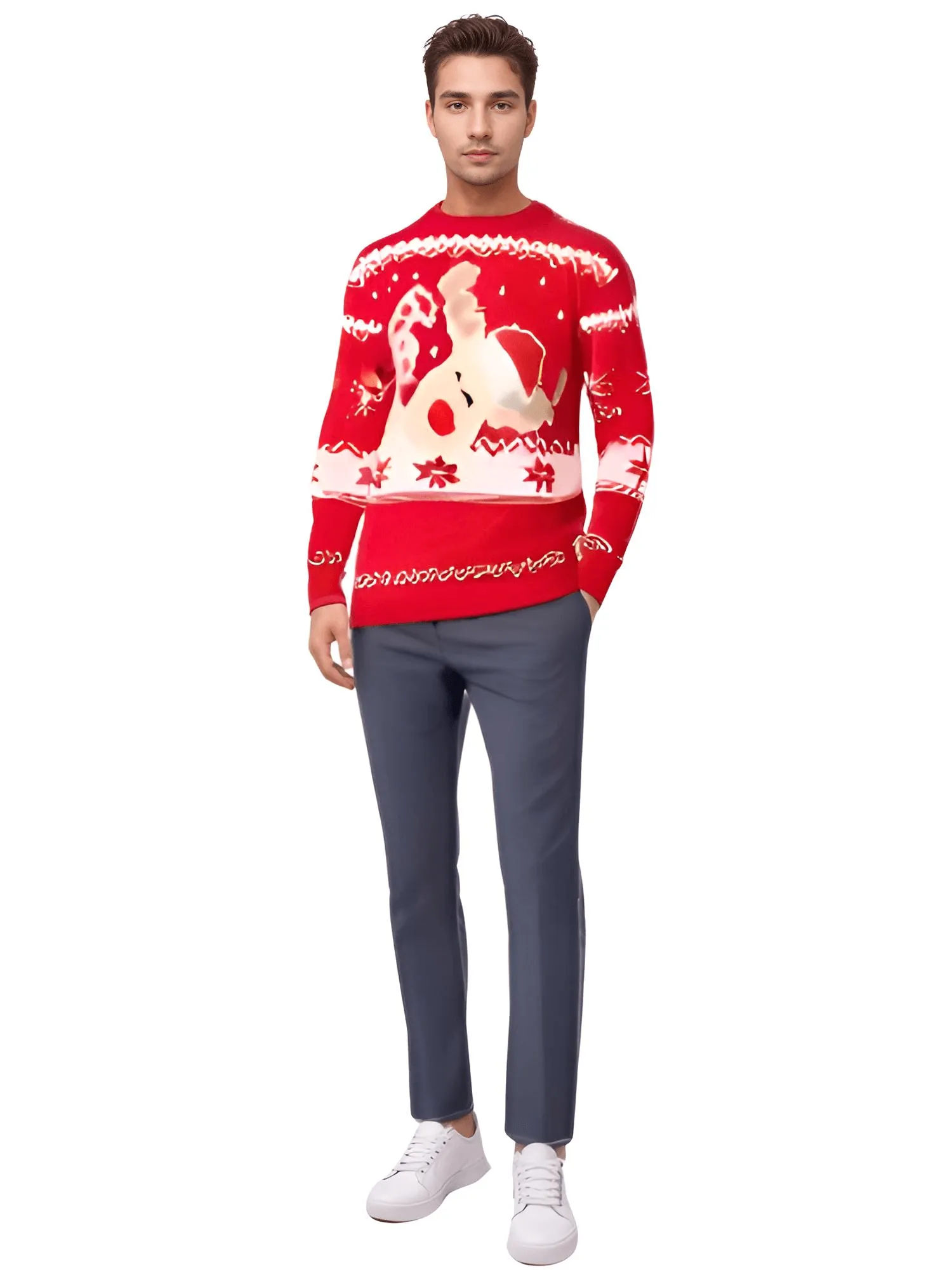 Matching Christmas Sweaters Family Adult Kids Cartoon Elk Print Round Neck Long Sleeve Pullover Winter Tops