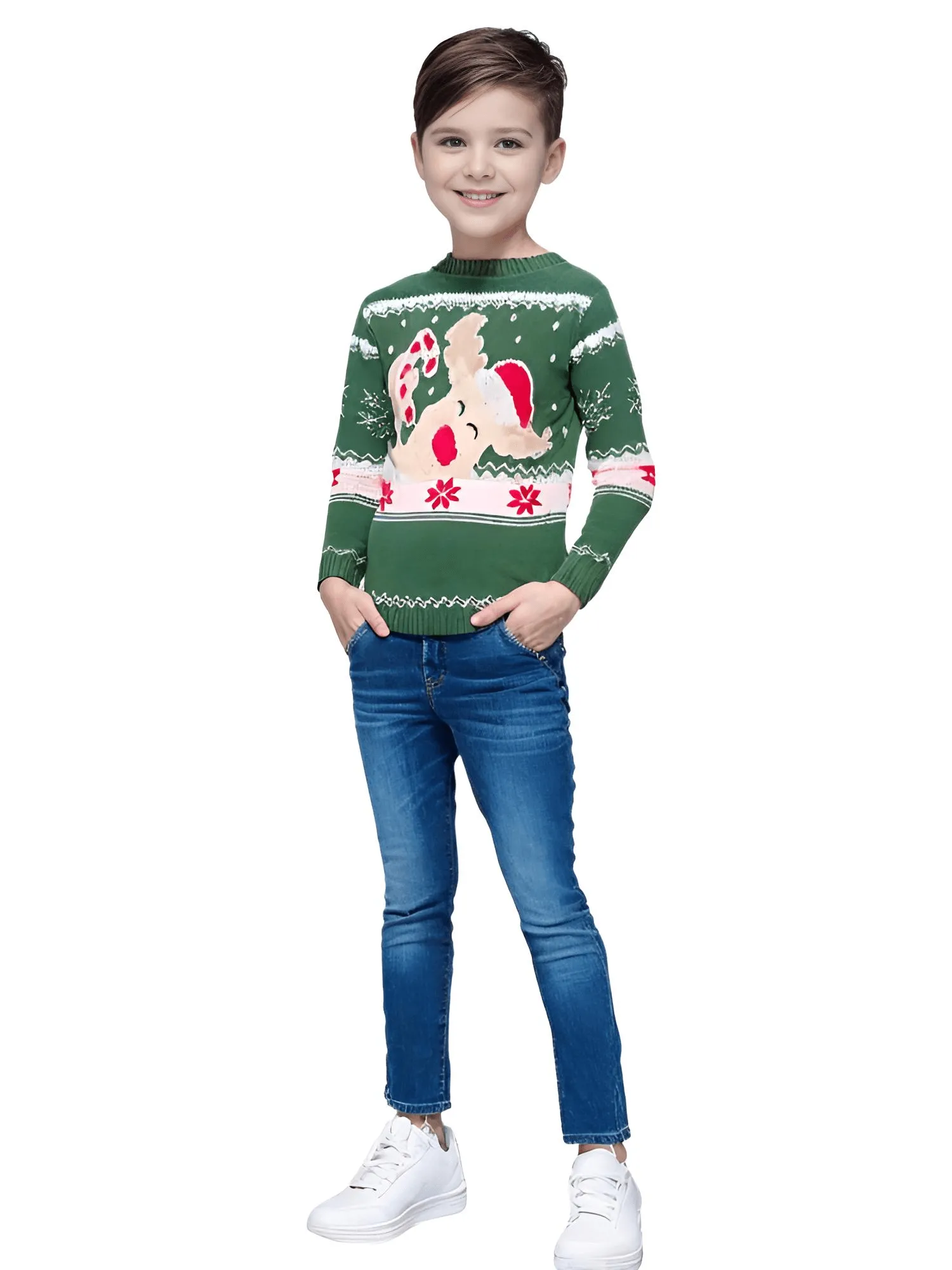 Matching Christmas Sweaters Family Adult Kids Cartoon Elk Print Round Neck Long Sleeve Pullover Winter Tops