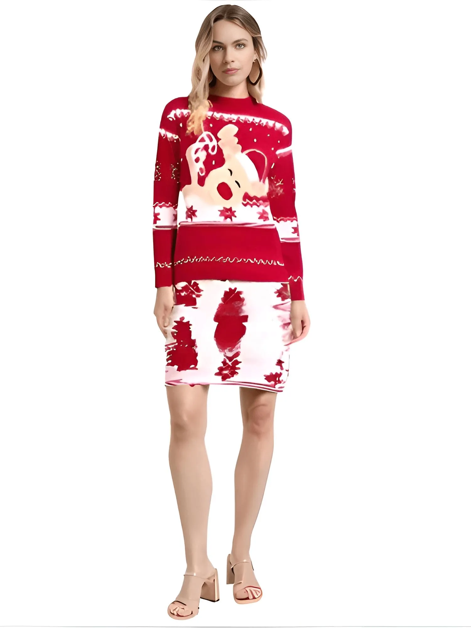Matching Christmas Sweaters Family Adult Kids Cartoon Elk Print Round Neck Long Sleeve Pullover Winter Tops