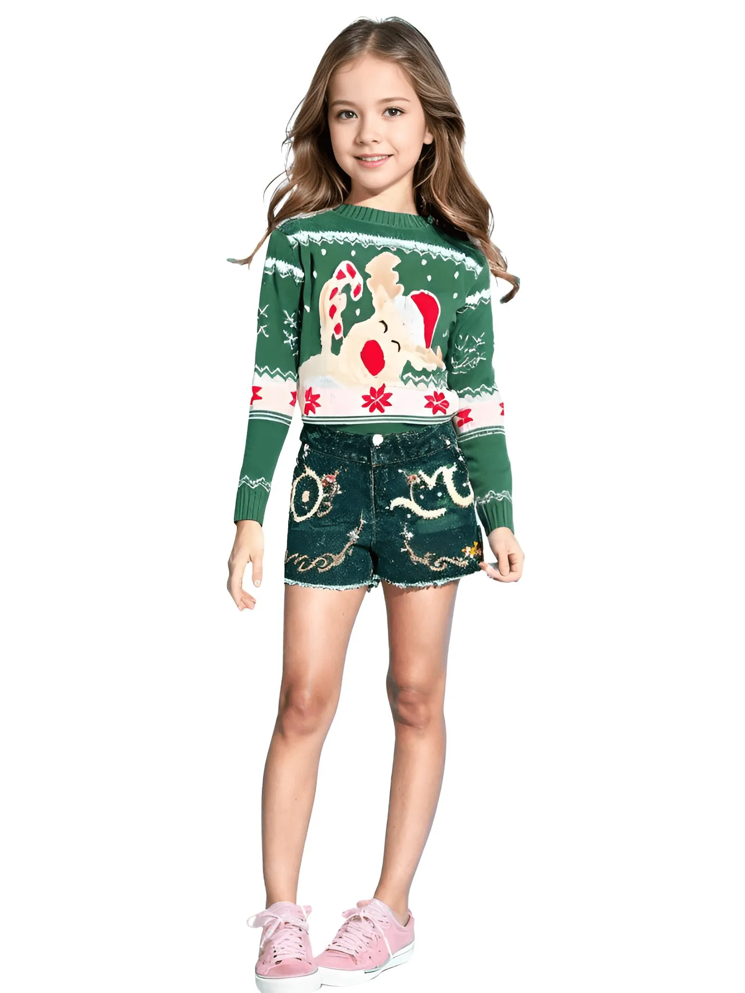 Matching Christmas Sweaters Family Adult Kids Cartoon Elk Print Round Neck Long Sleeve Pullover Winter Tops