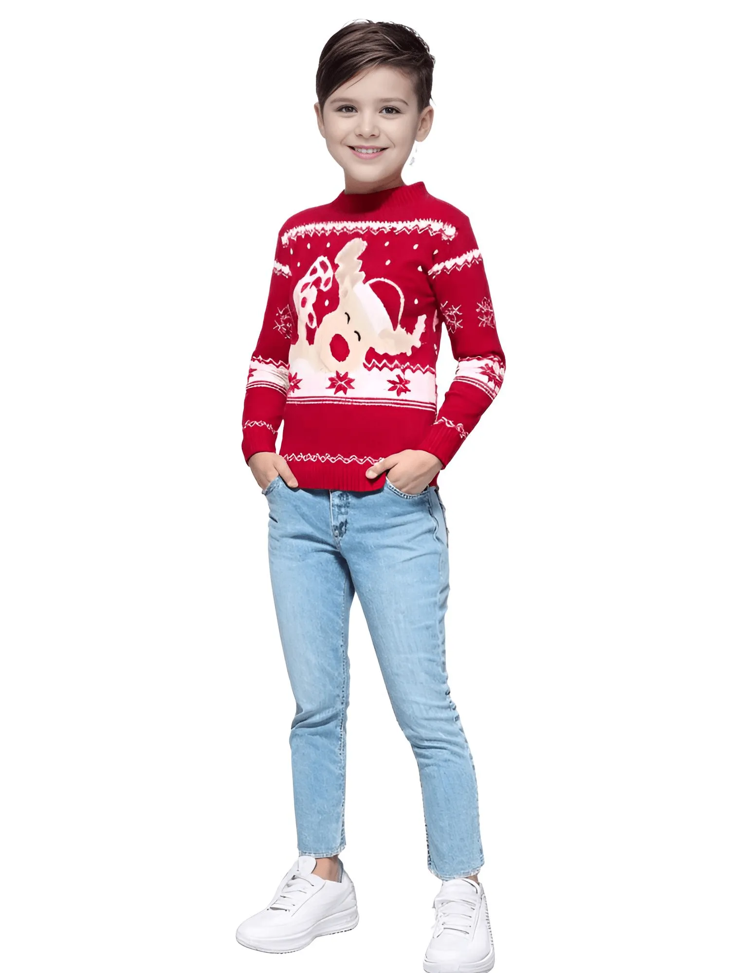 Matching Christmas Sweaters Family Adult Kids Cartoon Elk Print Round Neck Long Sleeve Pullover Winter Tops
