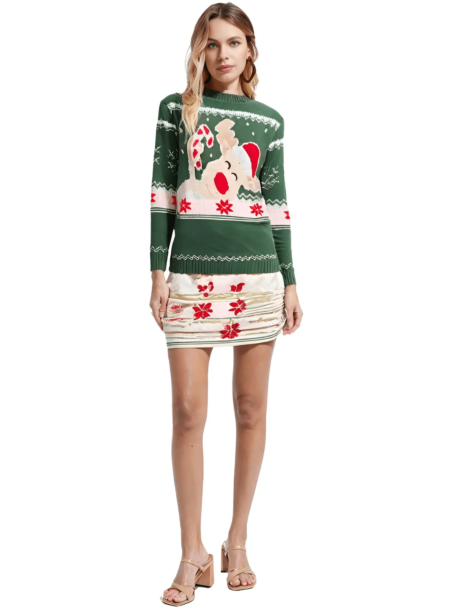 Matching Christmas Sweaters Family Adult Kids Cartoon Elk Print Round Neck Long Sleeve Pullover Winter Tops