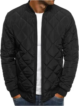 Mens Flight Bomber Jacket Relaxed Fit Diamond Quilted Varsity Jackets Fall Winter Lightweight Padded Coat Outwear