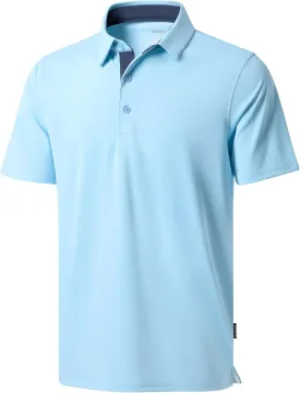 Men's Golf Shirts Dry Fit Moisture Wicking Performance Short Sleeve Collared Polo Shirts for Casual Athletic Business