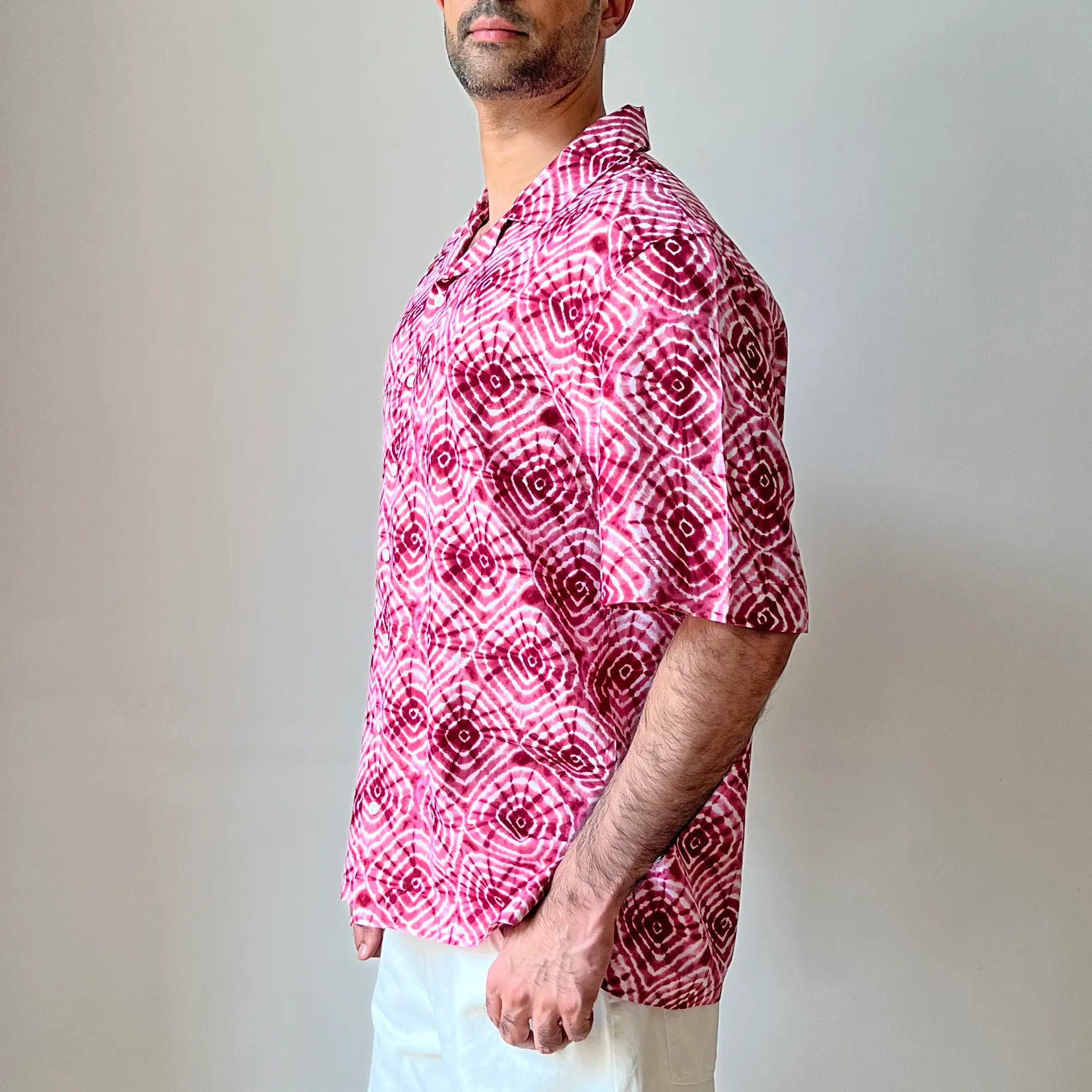 Mens Maroon Tie Dye Casual Shirt
