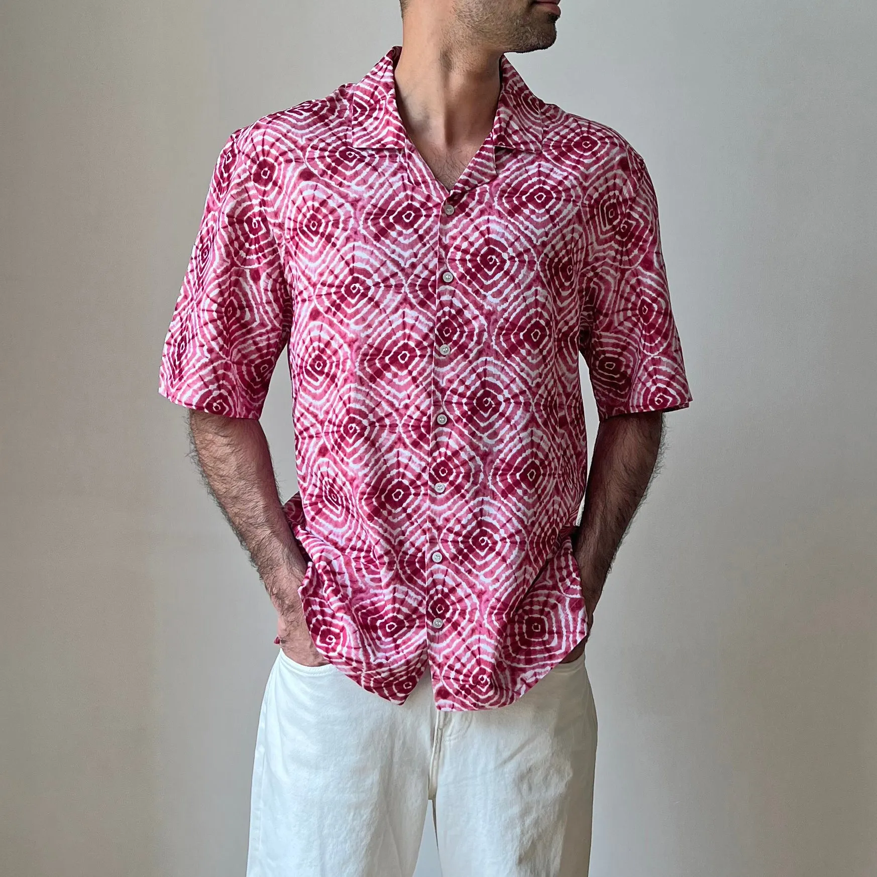 Mens Maroon Tie Dye Casual Shirt