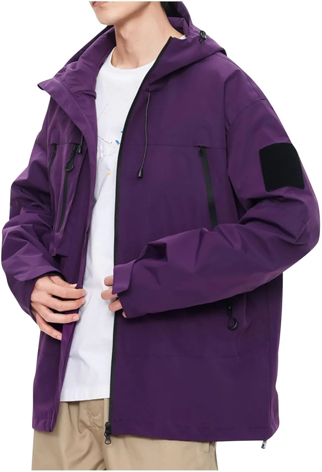 Men's Spring Fall Casual Windbreaker Jacket Cargo Stand Collar Military Bomber Jackets Coat Outdoor Cargo Jackets