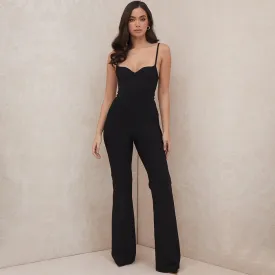 New Winter Women Black Sleeveless Bandage Jumpsuits Sexy Spaghetti Strap& Long Pants Club Bodysuit Rompers Jumpsuits