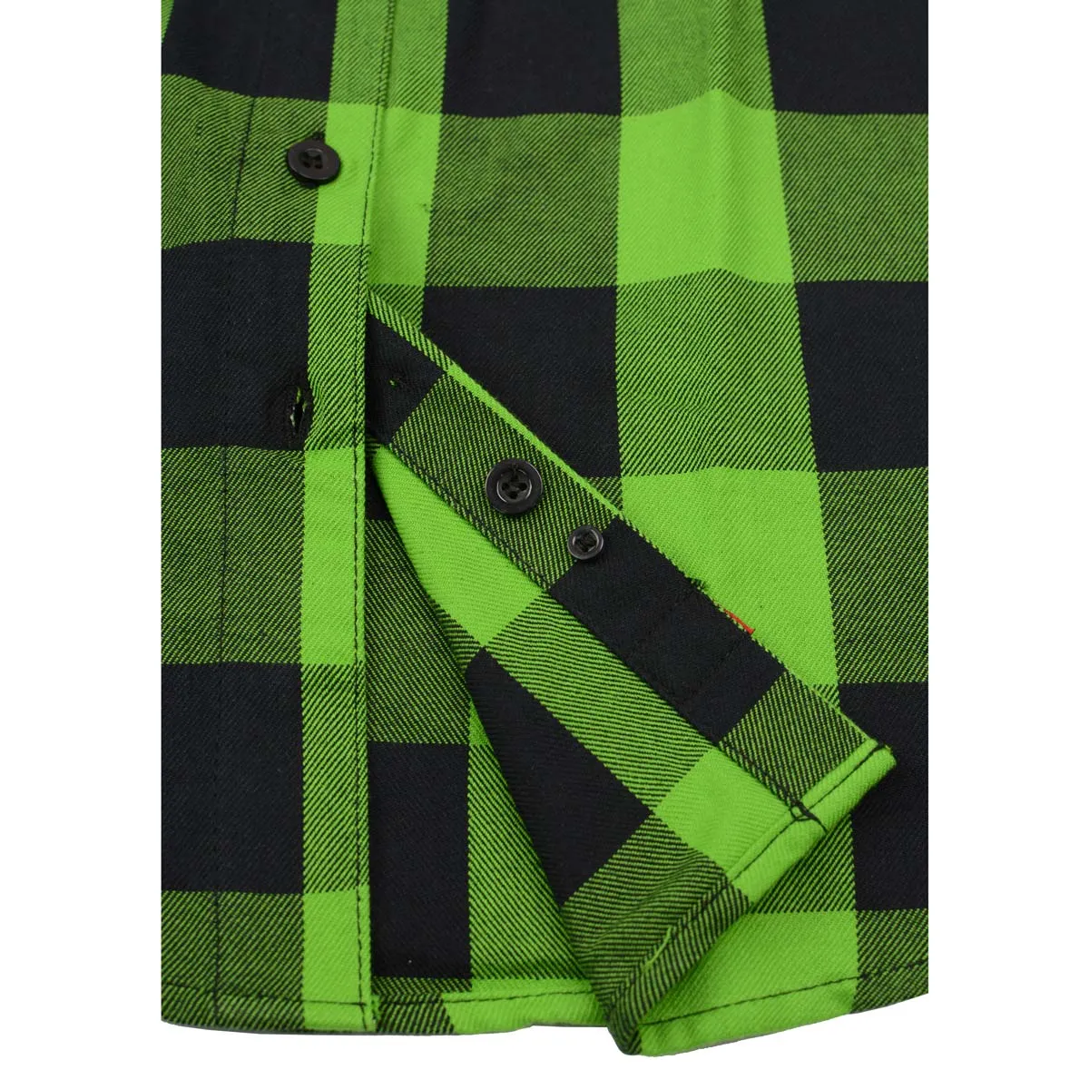 NexGen MNG21606 Women's Casual Lime Green and  Black Long Sleeve Cotton Casual Flannel Shirt