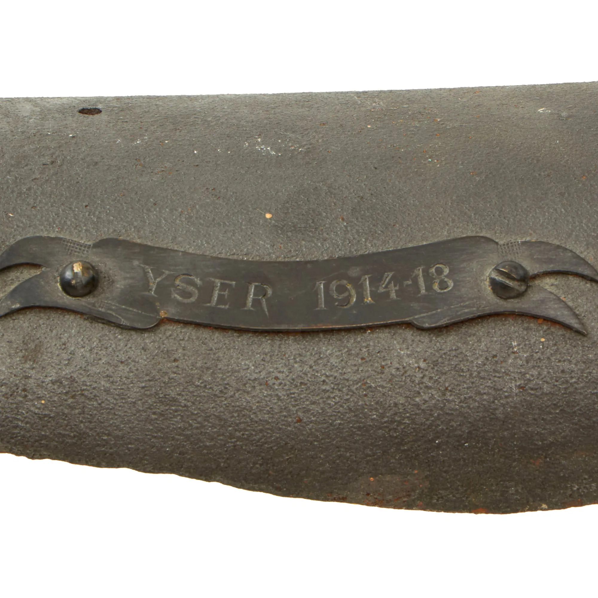 Original Belgian WWI Yser 1914 - 1918 Trench Art Large Shell Fragment Piece with Shrapnel Balls
