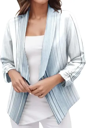 PeQAQ Casual Blazer Jacket Women Trendy Long Sleeve Open Front Work Office Blazers 2023 Lapel Button Business Jacket Coats