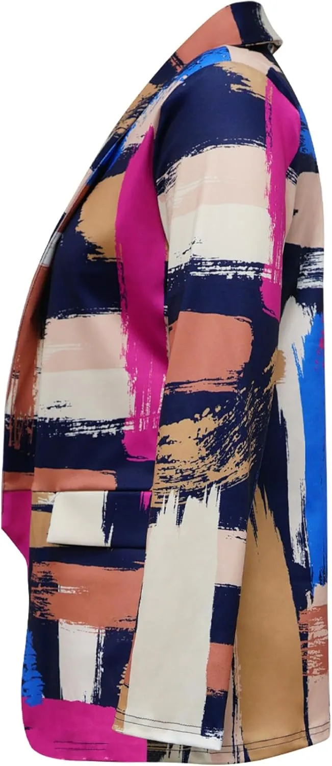 Plus Size Blazers for Curvy Women Sexy Trendy Colorful Oversize Graphic Open Front Jackets