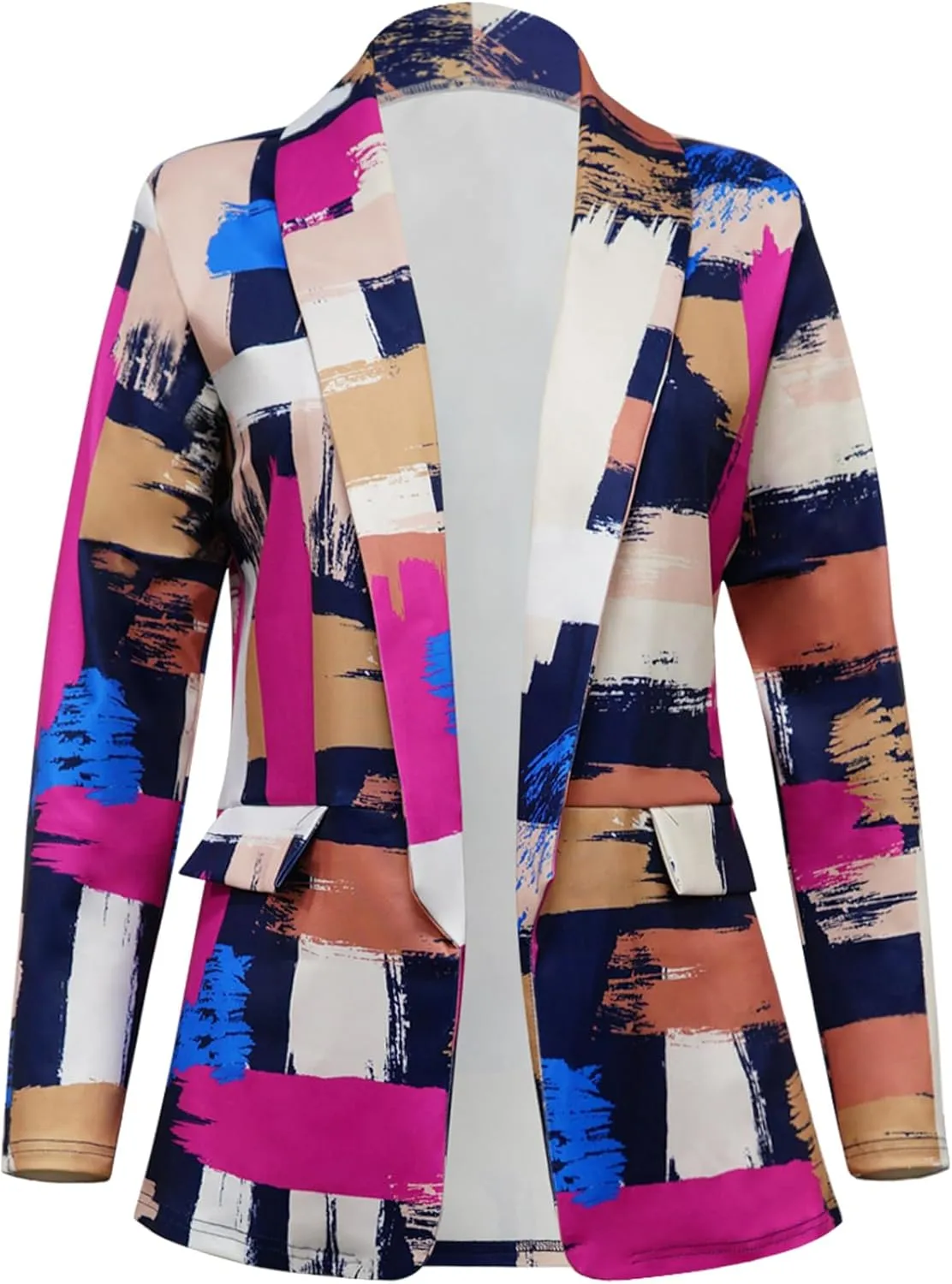 Plus Size Blazers for Curvy Women Sexy Trendy Colorful Oversize Graphic Open Front Jackets