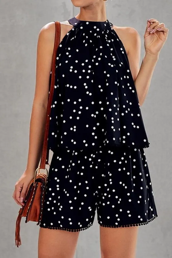 Polka-dot Loose Casual Jumpsuits