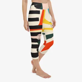 Printed Capris "Stripe Art" Black/Red/Yellow