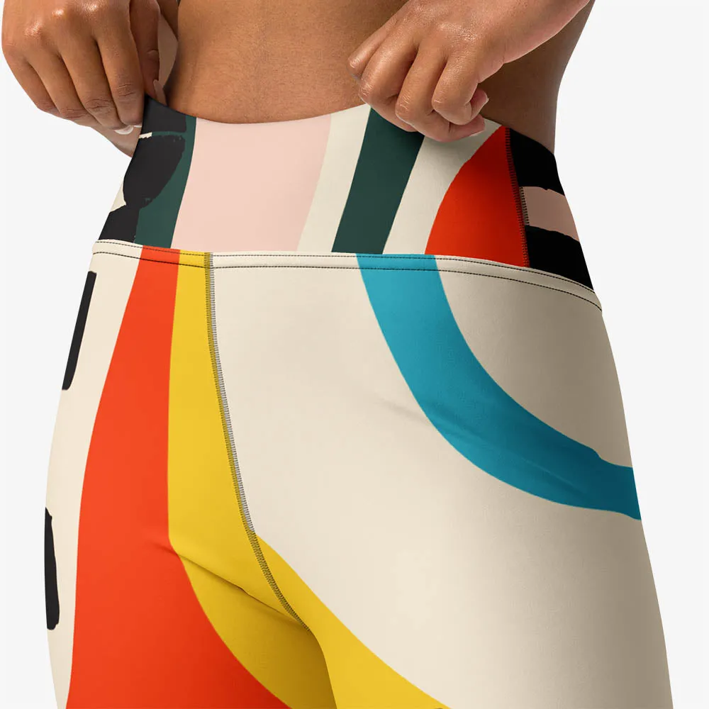Printed Capris "Stripe Art" Black/Red/Yellow