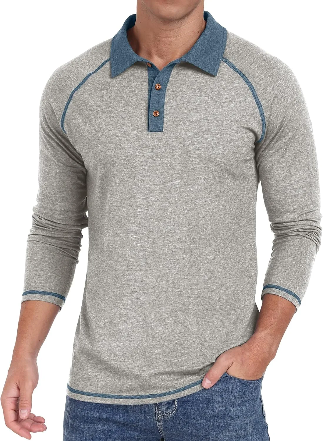 Sailwind Mens Long Sleeve Polo Shirts Cotton Fashion Casual Raglan Golf Shirts