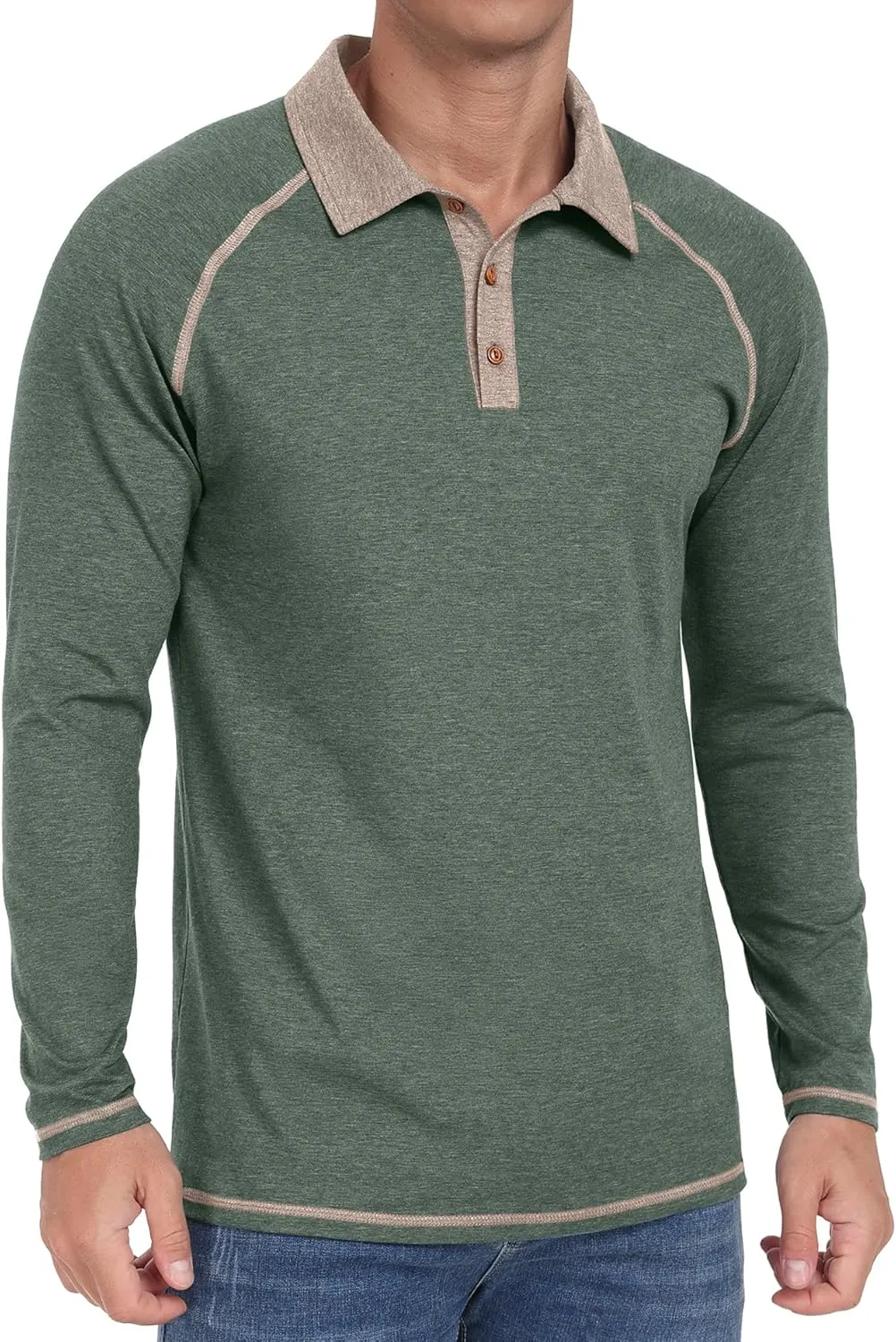 Sailwind Mens Long Sleeve Polo Shirts Cotton Fashion Casual Raglan Golf Shirts