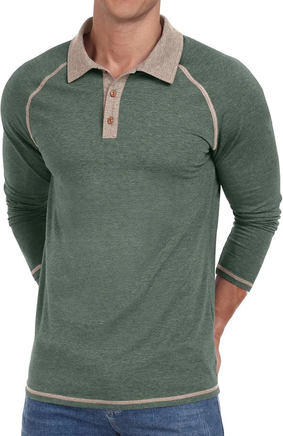 Sailwind Mens Long Sleeve Polo Shirts Cotton Fashion Casual Raglan Golf Shirts