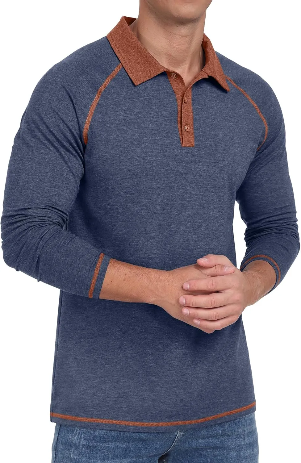 Sailwind Mens Long Sleeve Polo Shirts Cotton Fashion Casual Raglan Golf Shirts