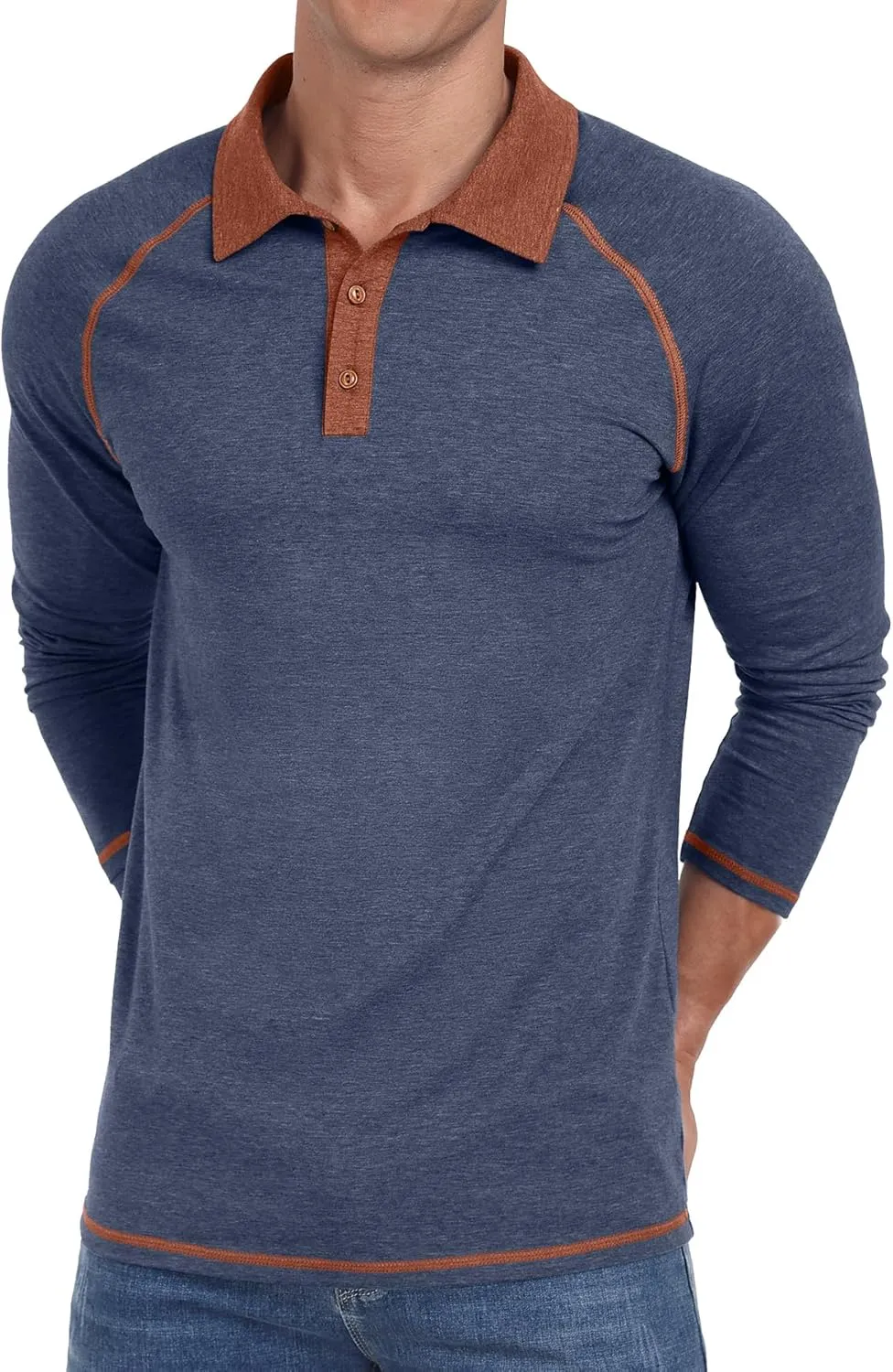 Sailwind Mens Long Sleeve Polo Shirts Cotton Fashion Casual Raglan Golf Shirts